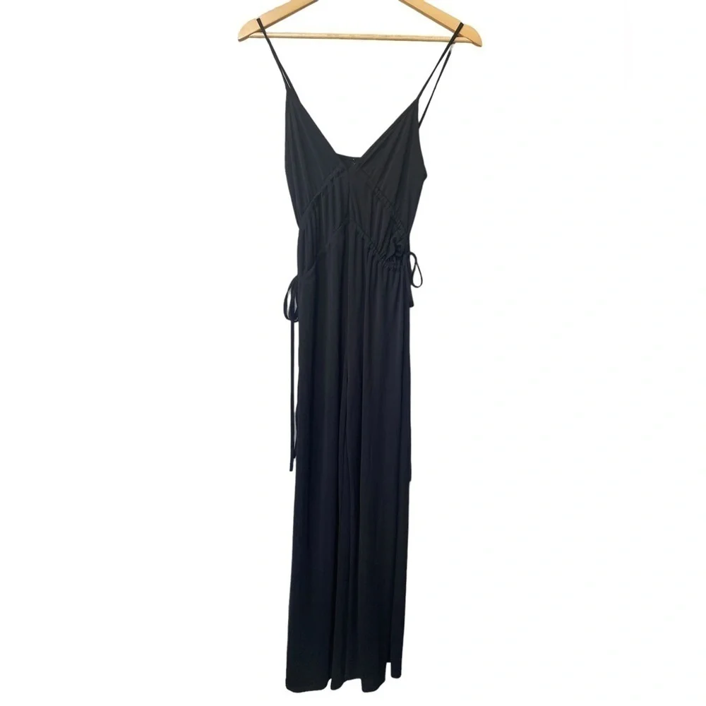 Zara Wide Leg Jumpsuit Size‎ S V Neck Slinky Rave Festival Club Party Strappy